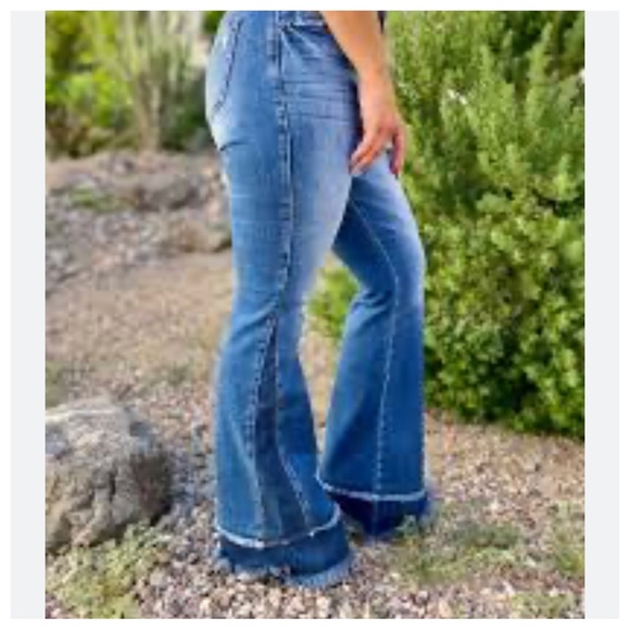 NEW JUST IN! Boho Wide Leg Flare Jeans - Picture 2 of 3